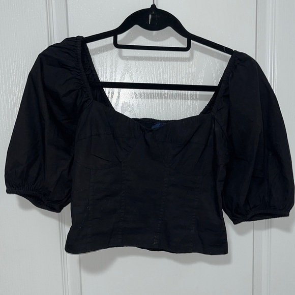 GAP Puff Sleeve Crop Top, Fitted silhouette - Picture 1 of 5